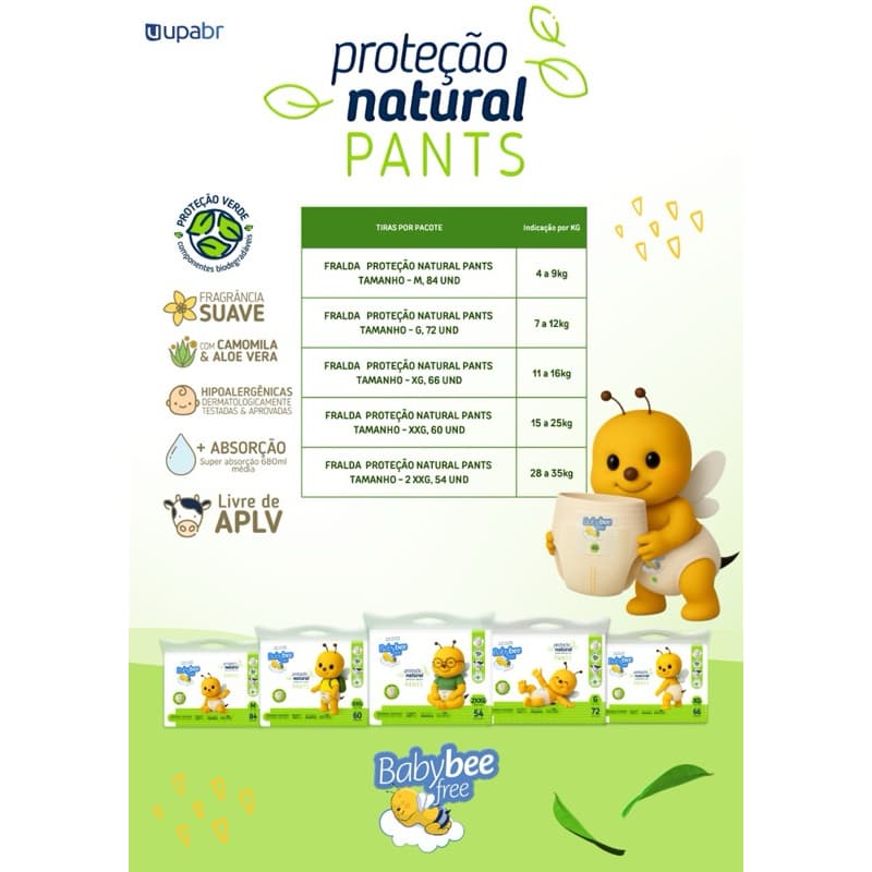 Fralda Baby Bee Free Proteção Natural Pants
