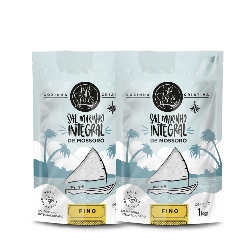 Kit 2 Sal Marinho Fino Integral Mossoró Br Spices 1kg cada