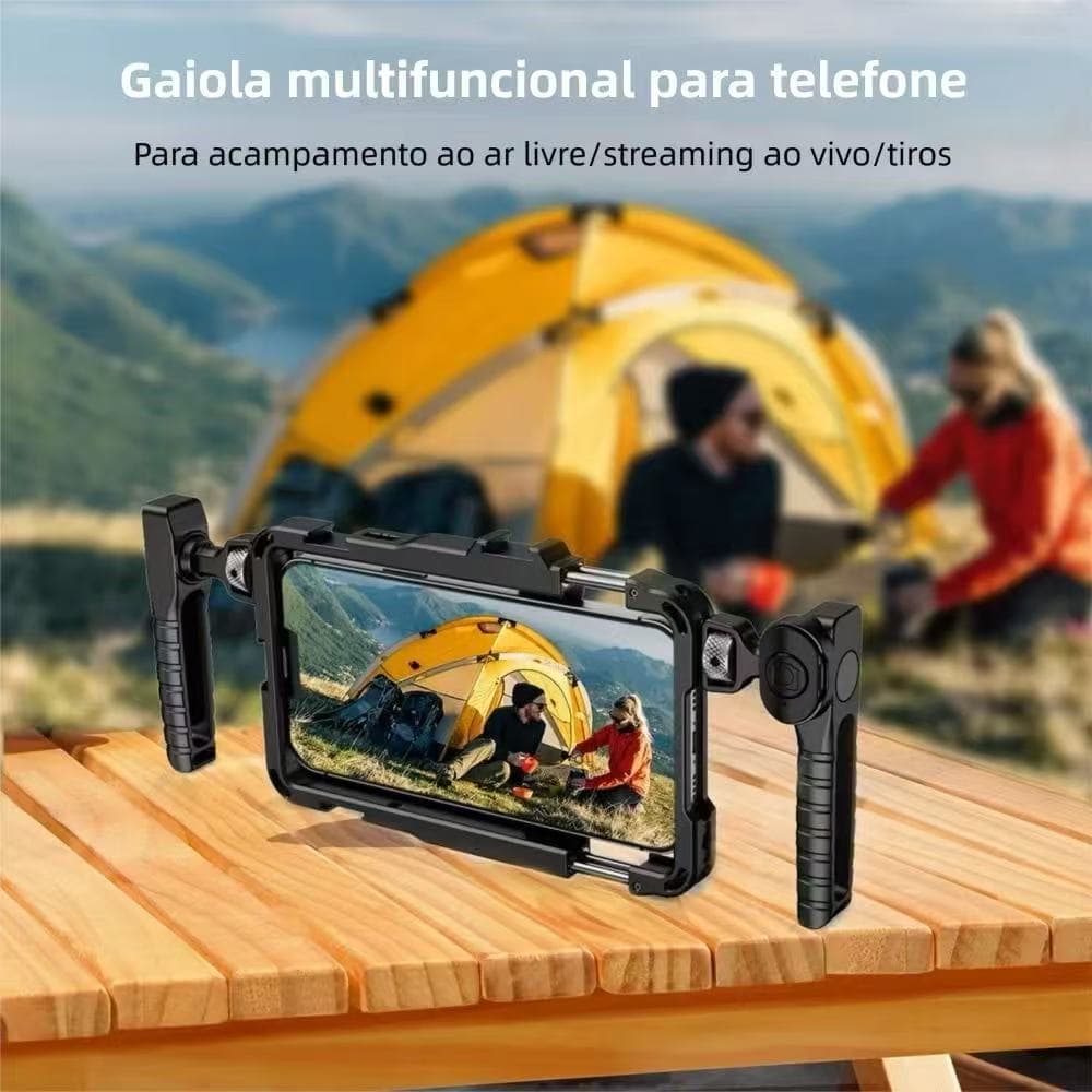 Conjunto Completo para Vídeos com Smartphone de Metal Universal com Controle- - Estabilizador (Gaiola) para Iphone/Andro