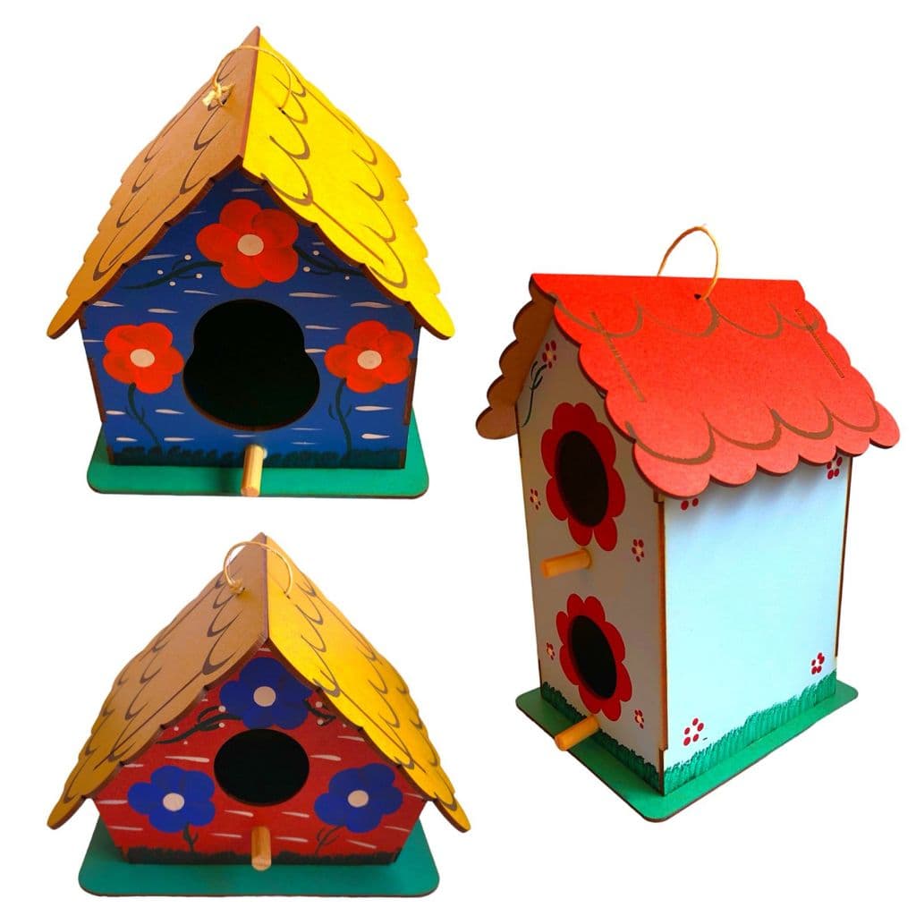Casinhas de Passarinhos MDF - Kit com 3 Pintadas e Decoradas