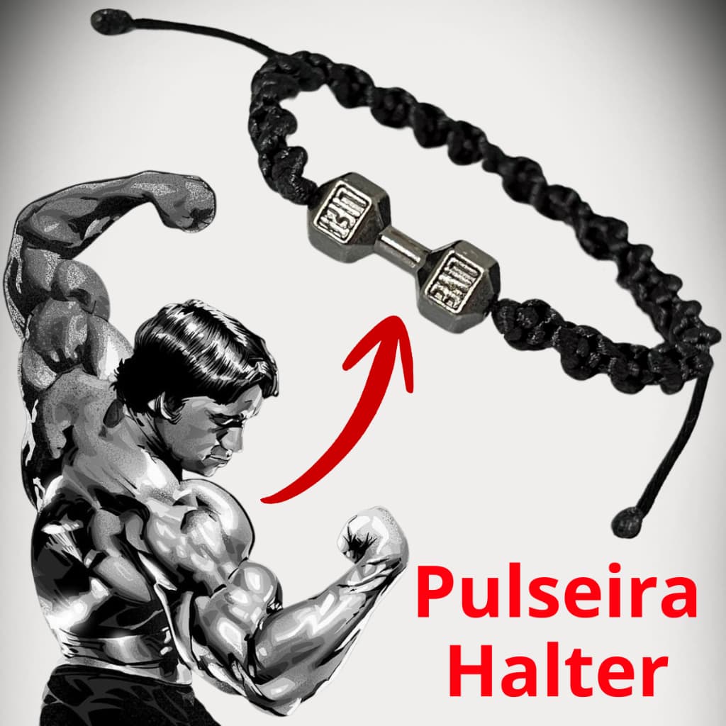 Pulseira Halter Academia + Card Arnold Schwarzenegger - Ajustável - Envio imediato