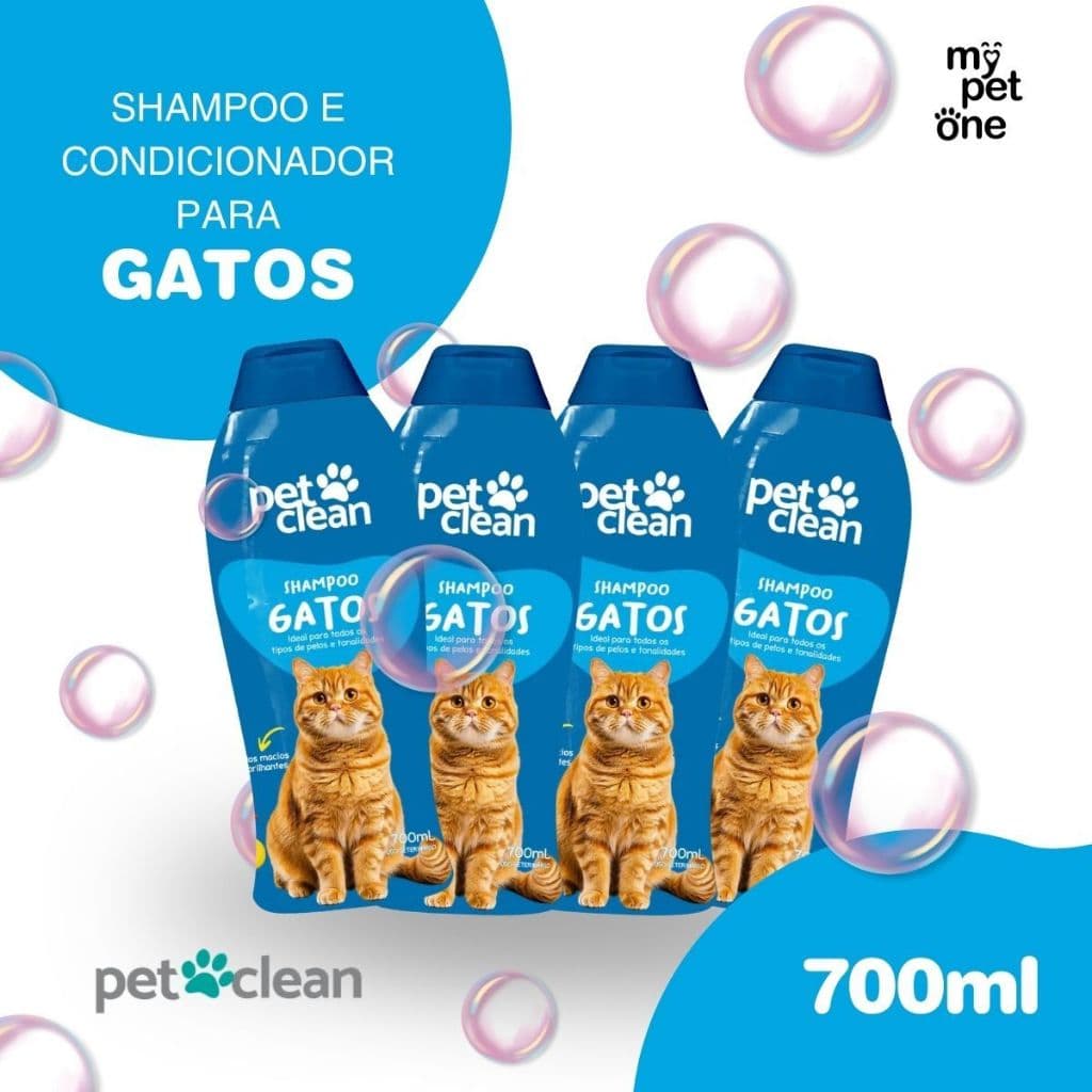 Kit 4 Shampoo e Condicionador 2 em 1 para Gatos 700ml - Pet Clean