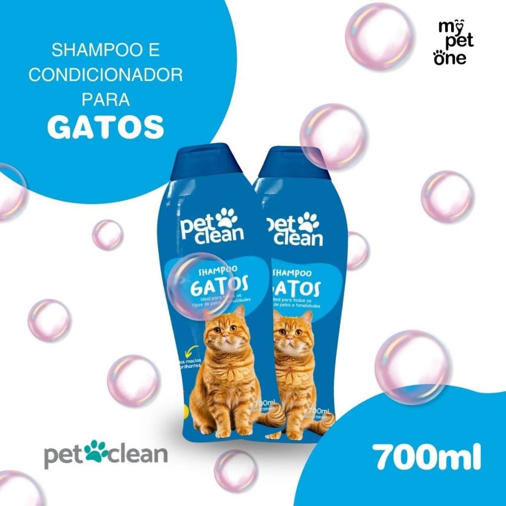 Kit 2 Shampoo e Condicionador 2 em 1 para Gatos 700ml - Pet Clean