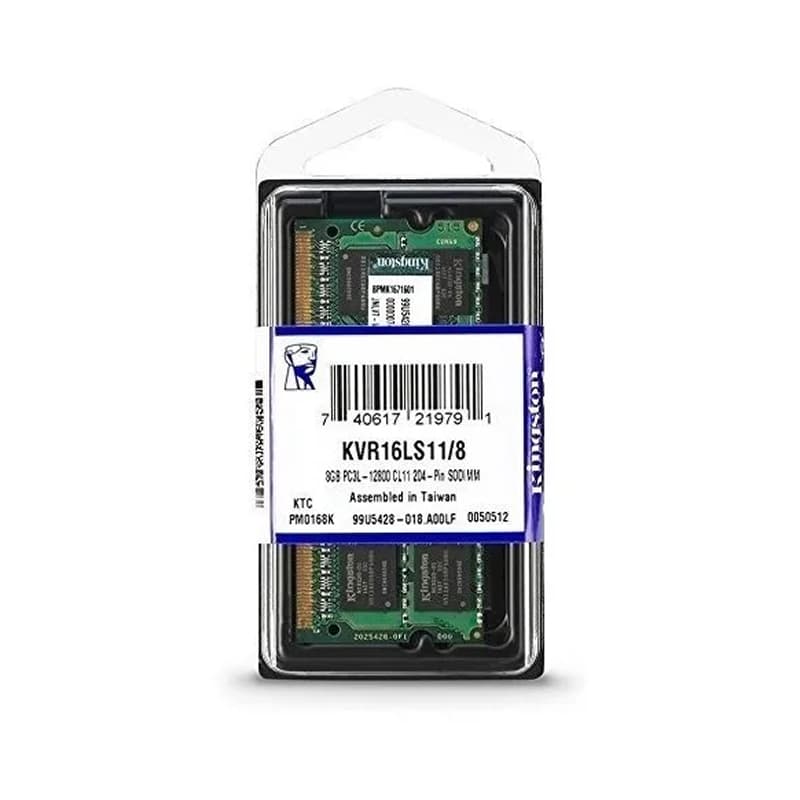 Memória Ram Kingston 8GB Ddr3l 1600mhz Kvr16ls11/8 1.35v So-dimm – Notebook