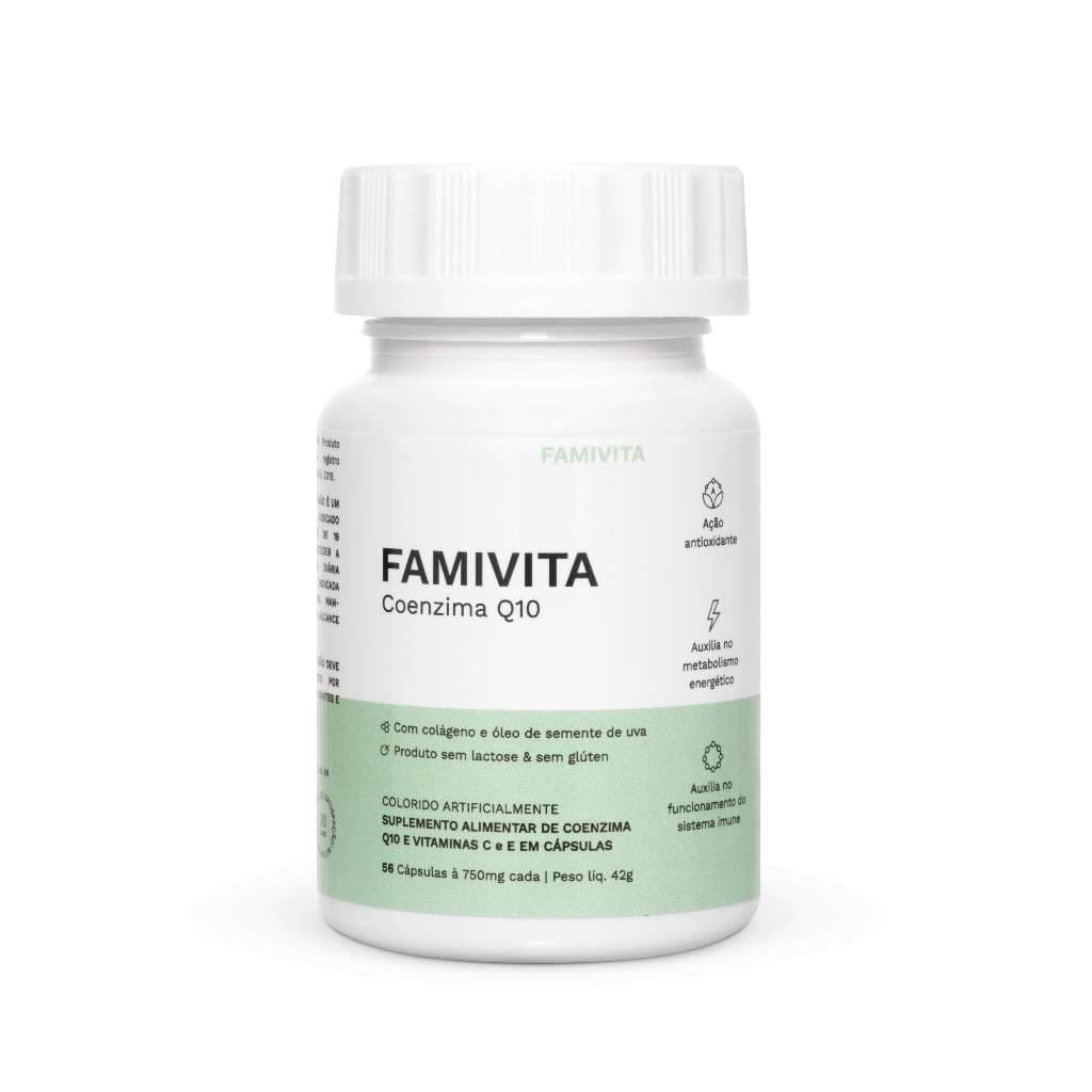 Coenzima Q10 Famivita - 56 Cápsulas - Suplemento com Vitamina C e E