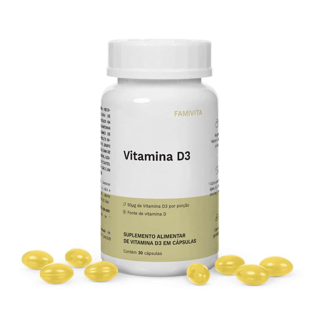 Vitamina D3 2000 UI Famivita - 30 Cápsulas - Suplemento de Vitamina D
