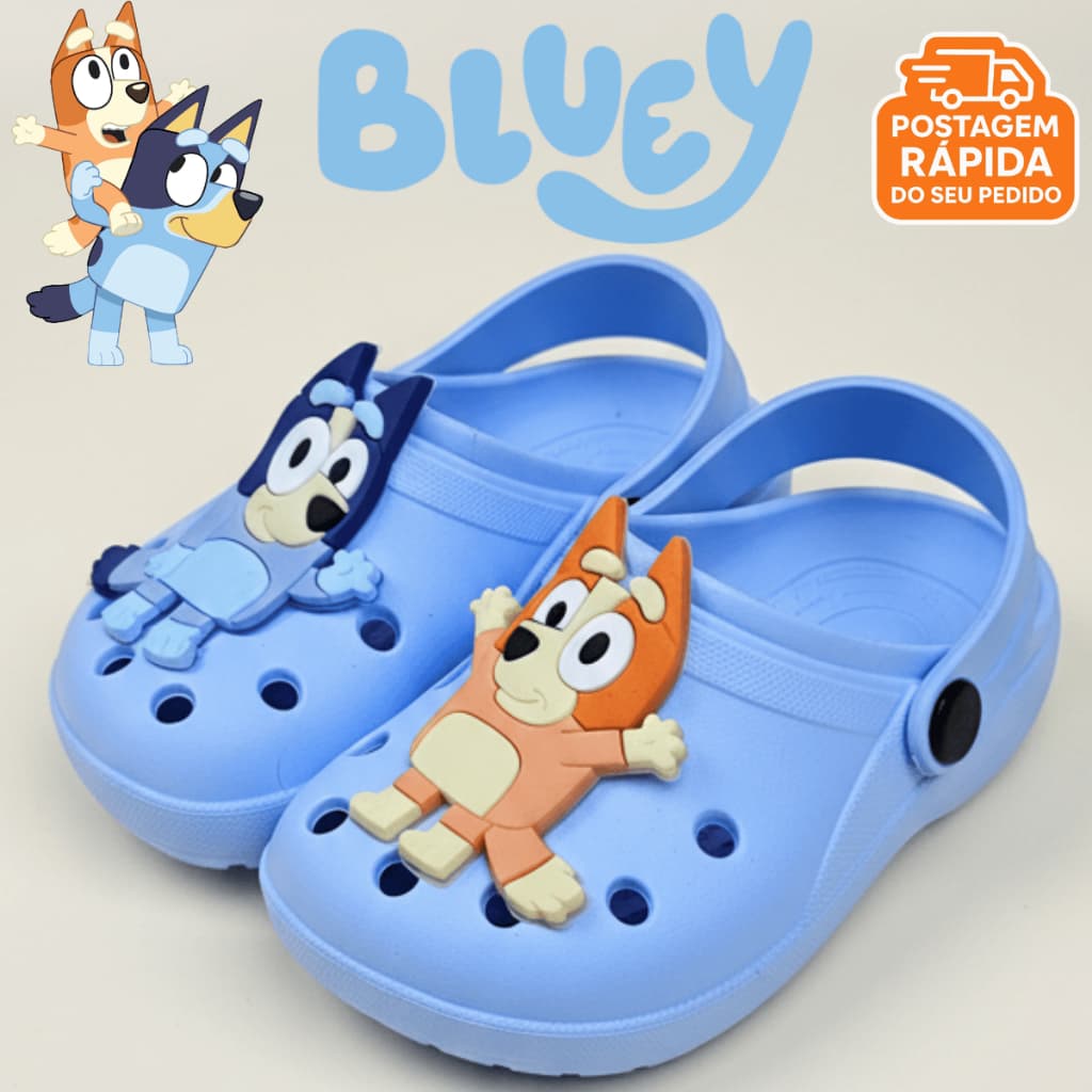 Sandália Infantil Menino Bluey e Bingo Babuche Papete Leve Confortável Macia Promoção Do 19 ao 32