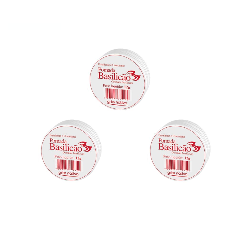 Kit 3 Pomada Basilicão Tratamento prático e eficaz em qualquer lugar 12g cada - Arte Nativa