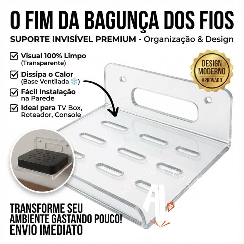 Suporte Prateleira Roteador Modem Parede Acrílico
