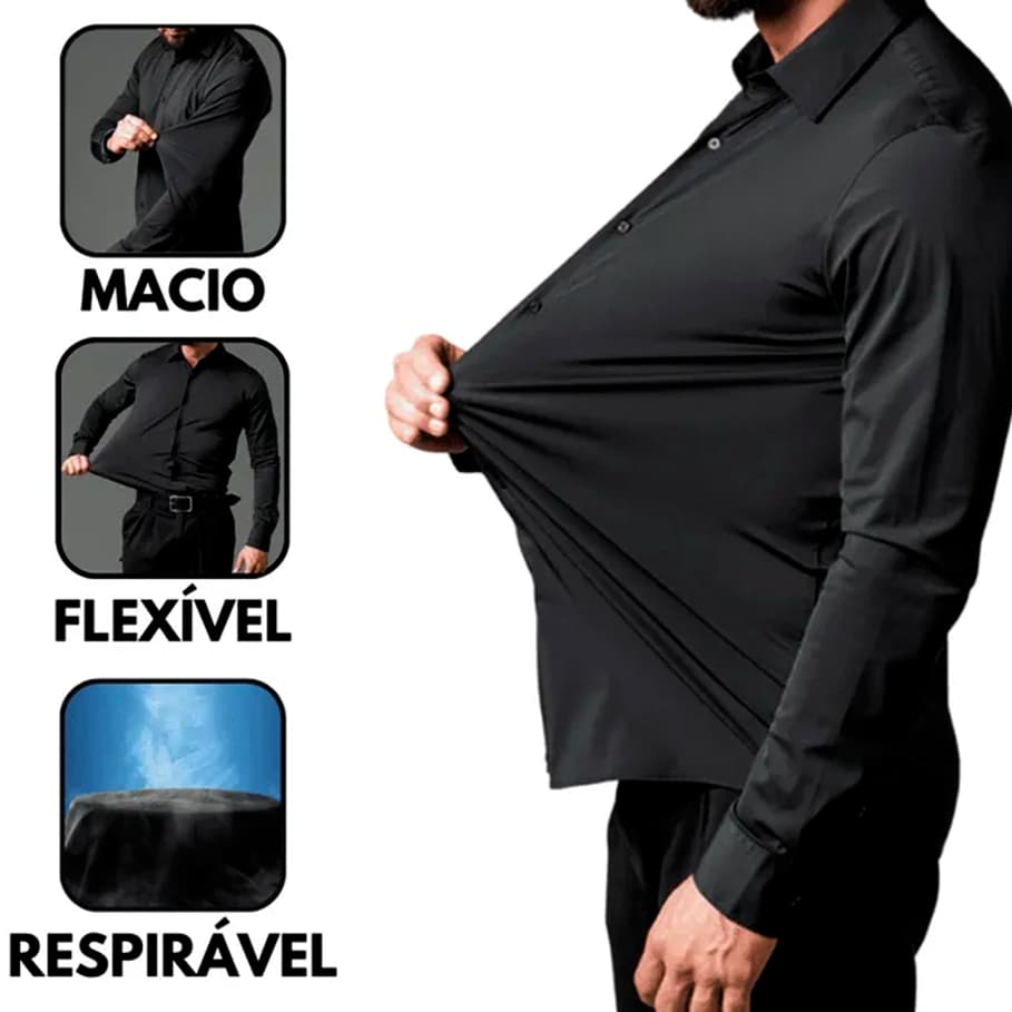 Camisa Social Tecnológica Slim – Anti-Transpirante & Não Amassa