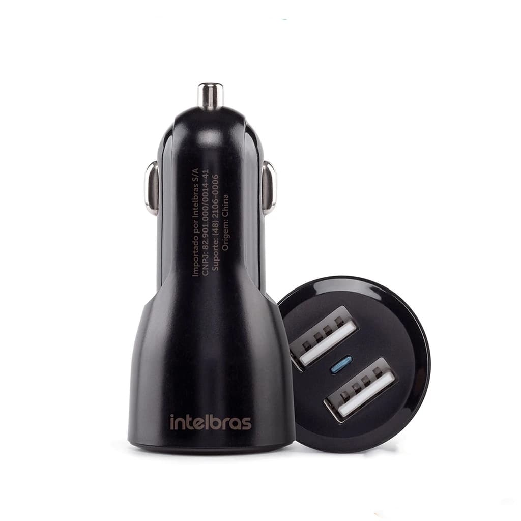 Carregador Veicular Intelbras ECV2 Fast – 2 Portas USB, Carregamento Rápido Universal!