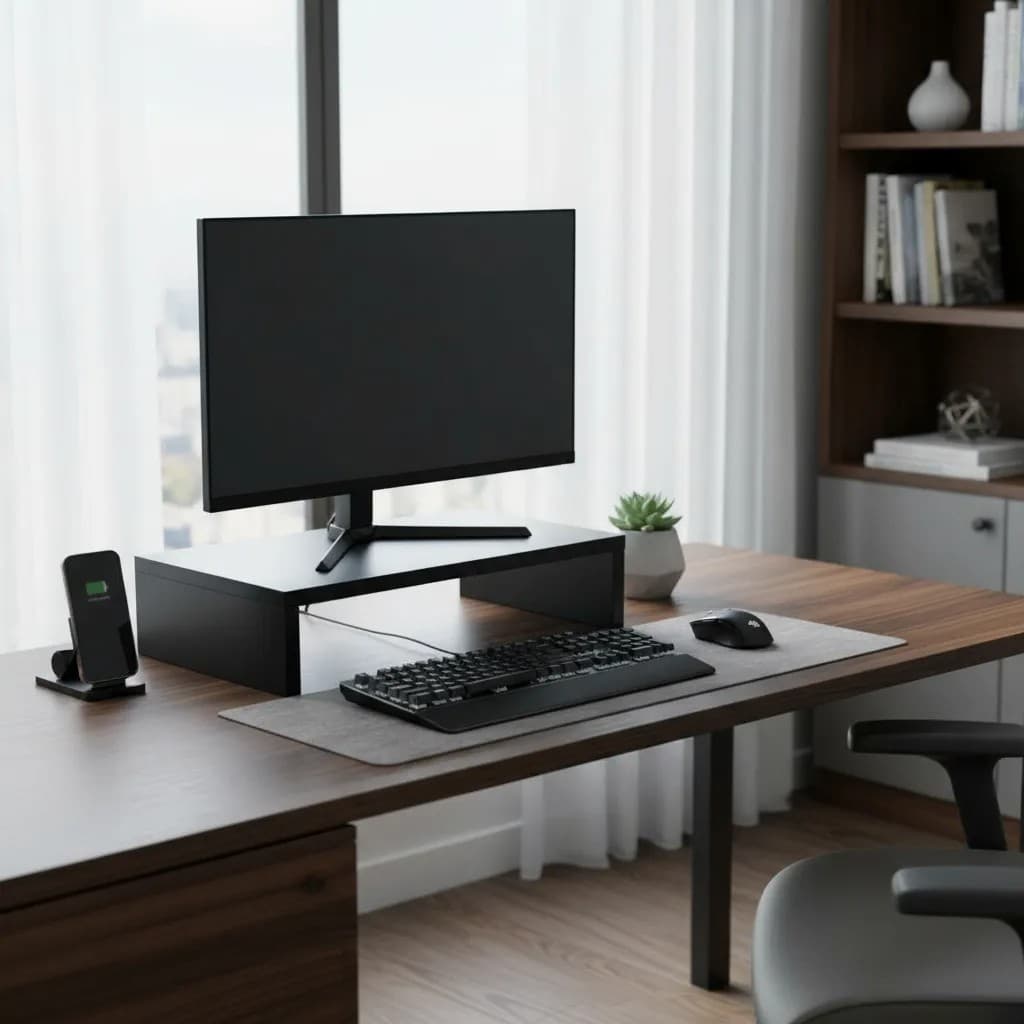Base para Monitor MDF 33cm Home Office Mesa Gamer Suporte Escritório Organizador Decorativo Bancada