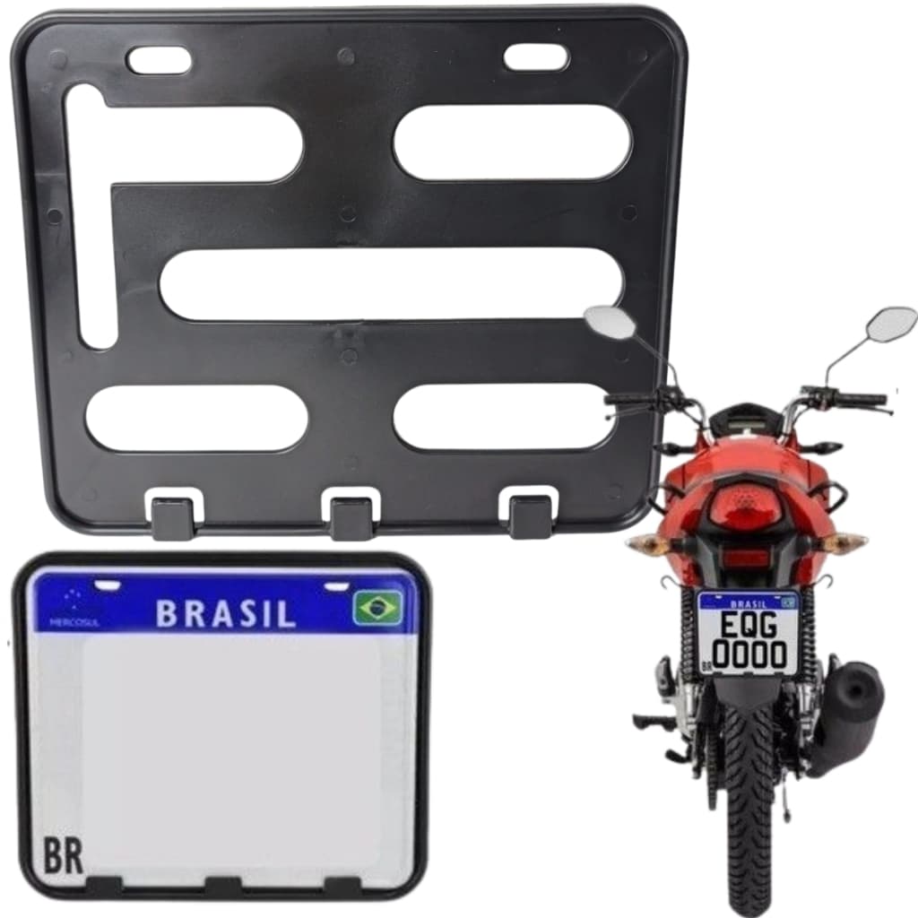 Suporte De Placa Moto Mercosul Moldura Universal Vazado
