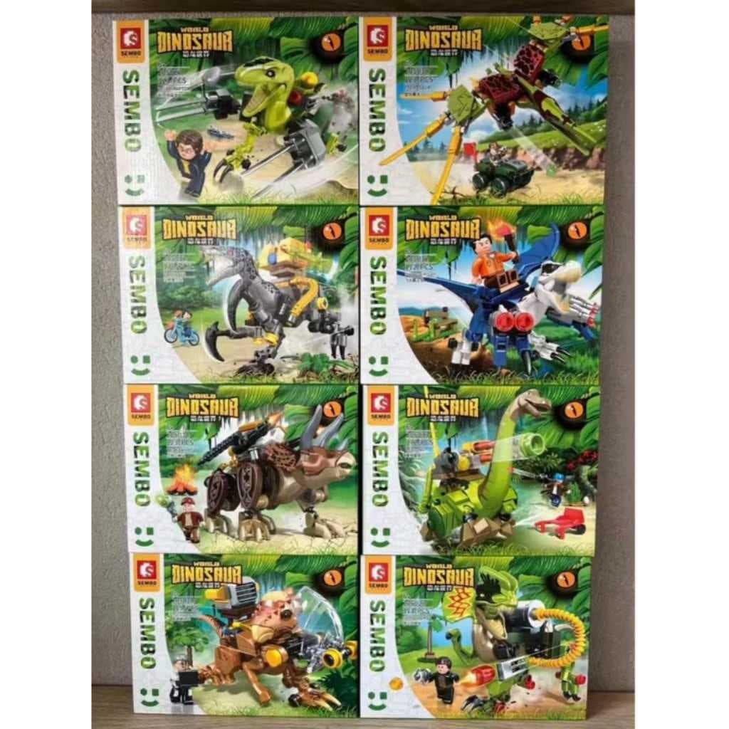 Bloco de Montar da Sembo de Dinossauro e Boneco com 150 Peças, Brinquedo Estilo Lego Envio Imediato