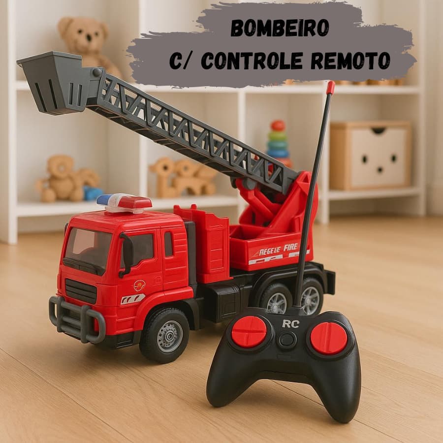 Brinquedo Carrinho de Bombeiro com Controle Remoto Criança Presente Infantil Carrinho