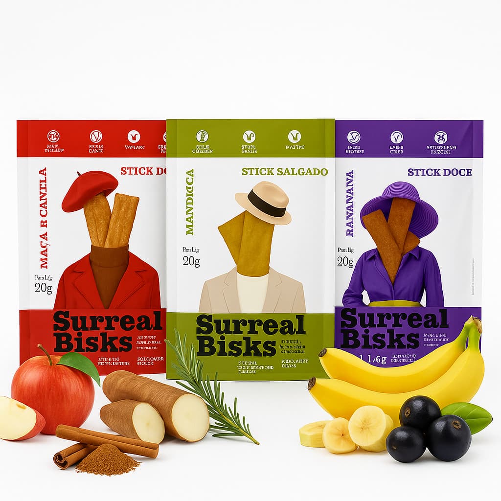 Kit 12 Sticks Saudáveis Surreal Bisks – Naturais, Veganos e Sem Glúten
