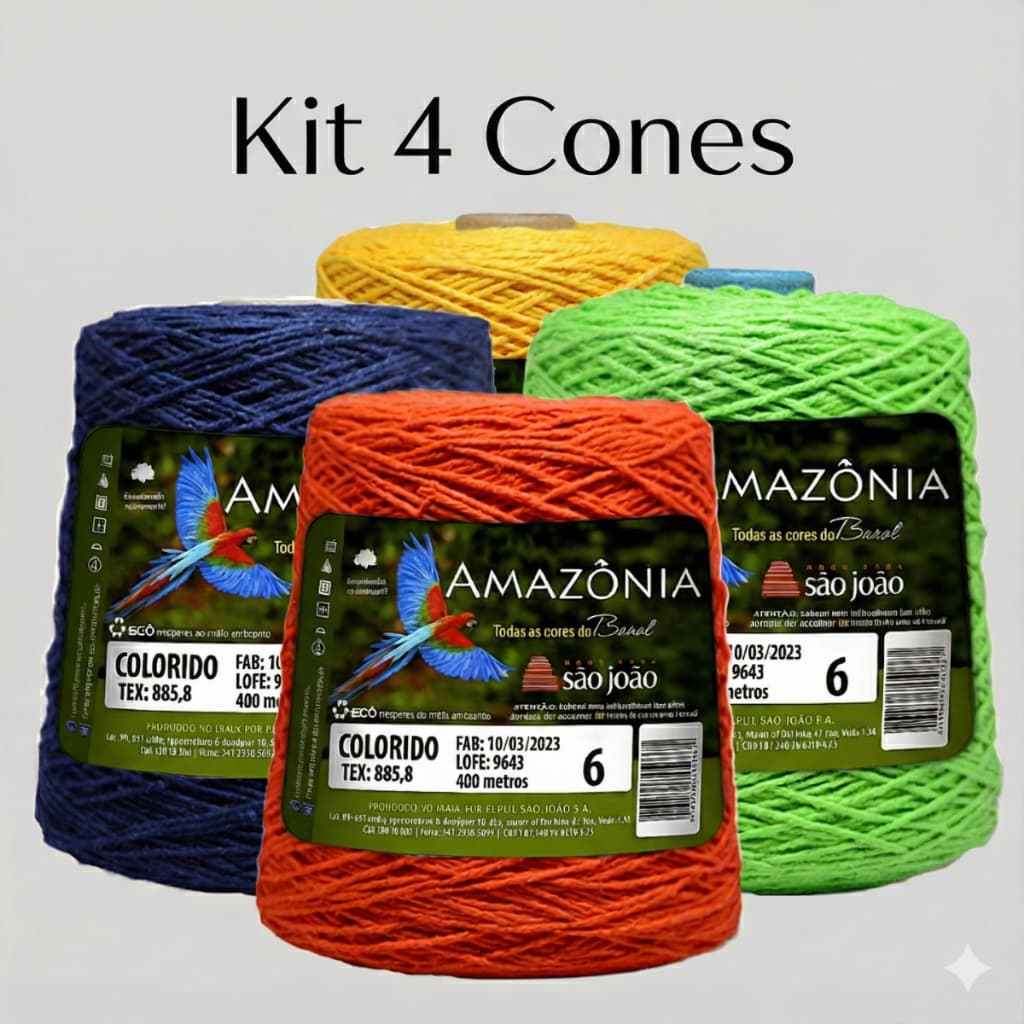 Barbante Para Crochê Kit 4 Unidades  Cores Sortidas Numero 4,6,8  400G  Cada 14,95