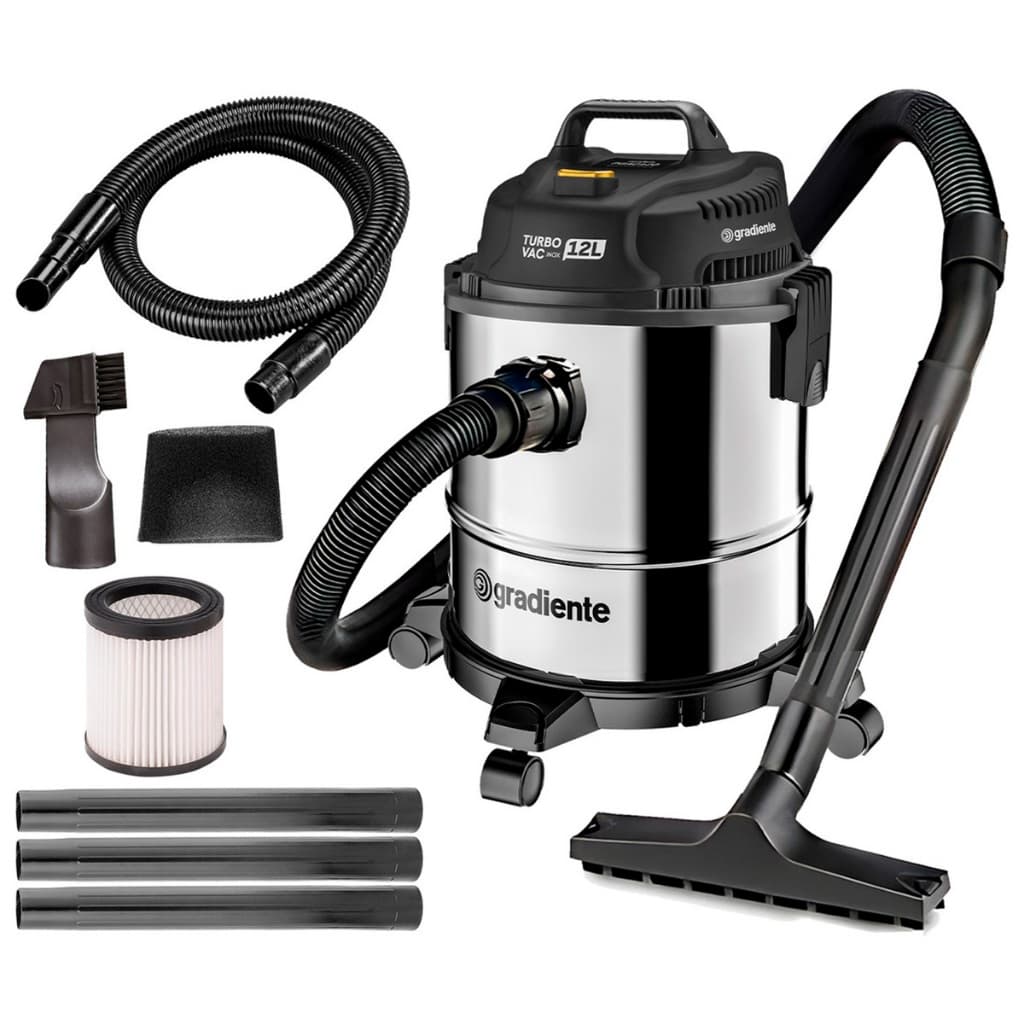 Aspirador De Pó E Água Inox Multiuso Com Soprador Turbo 12l 1200w Gradiente