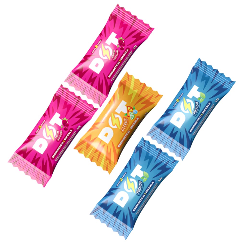 Energético Dot Mix Sabores 10 Pastilhas = 5 Sachês 2 Menta 2 Frutas Vermelhas 1 Citrus