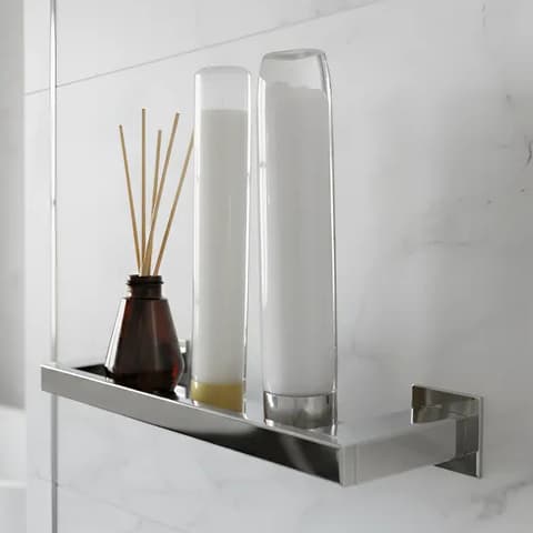 Porta Shampoo Banheiro 30cm Inox 304 Suporte de Shampoo Lavabo Parede Prateleira Linha Infinity