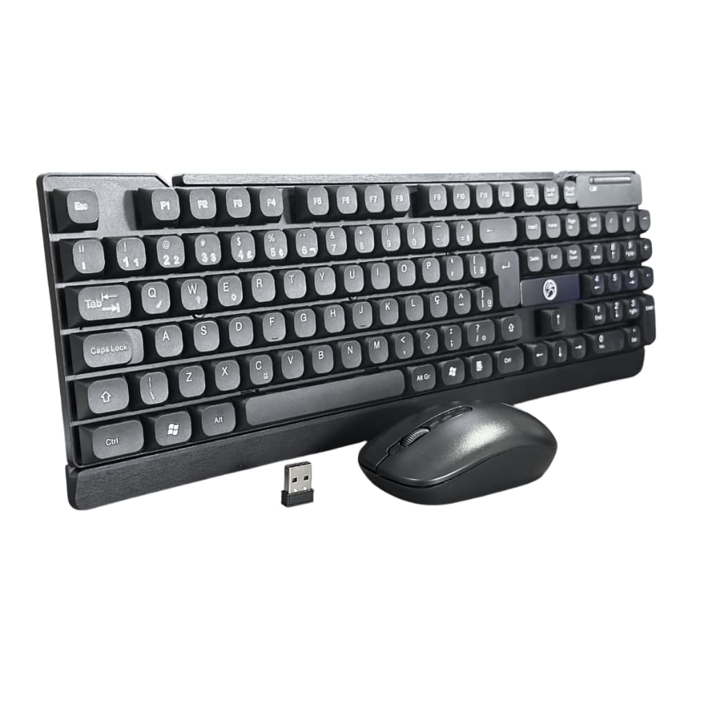 Kit Teclado e Mouse Sem Fio Brazilpc Bpc-5271 Português Brasil Preto