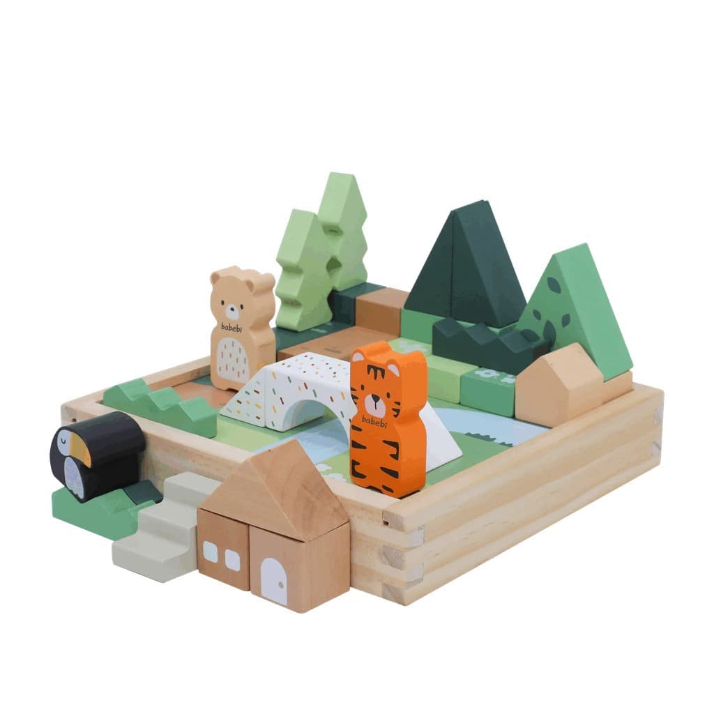 Blocos DE MADEIRA da Floresta - Brinquedo Educativo de Madeira BABEBI - brinquedo montessori