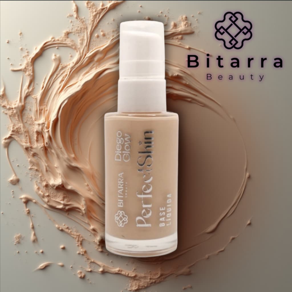 Base Liquida/ fluida Bitarra beauty Perfect Skin 30ml – Resistente a agua, Alta Cobertura, Acabamento Matte, Vegana