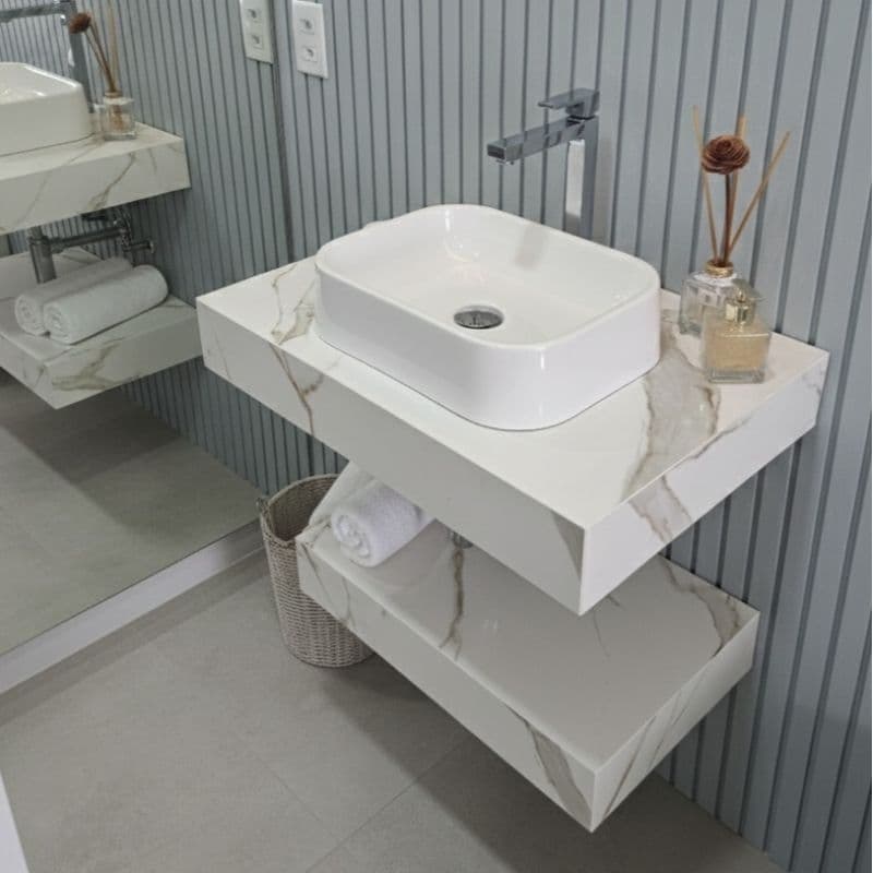 KIT COMPLETO LAVATÓRIO 62x40 COM PRATELEIRA  COMPLETO +CUBA. PORCELANATO BANHEIRO. PRONTA ENTREGA