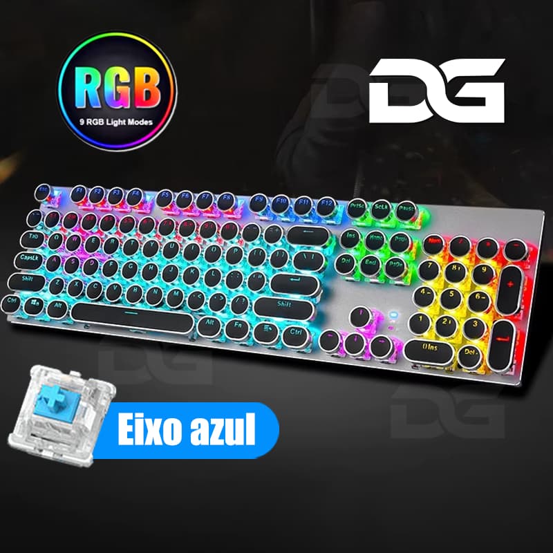 Kit Teclado Semi Mecânico Mouse Gamer Combo Gamer 3200dpi RGB LED Iluminado com fio Keyboards H7