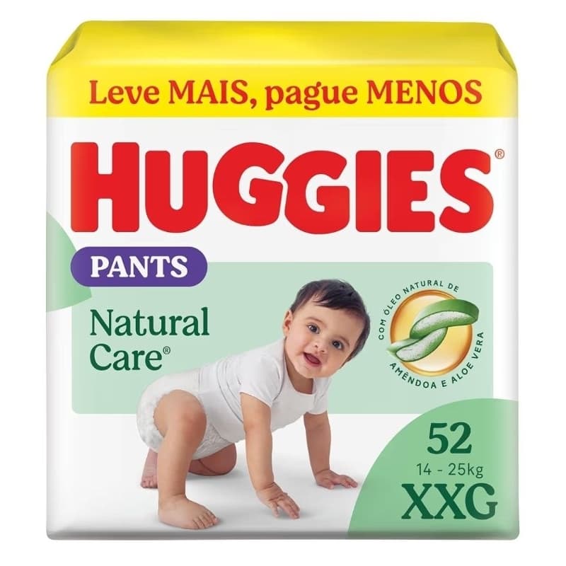 Huggies Fralda Pants Premium Natural Care XXG - 52 Fraldas