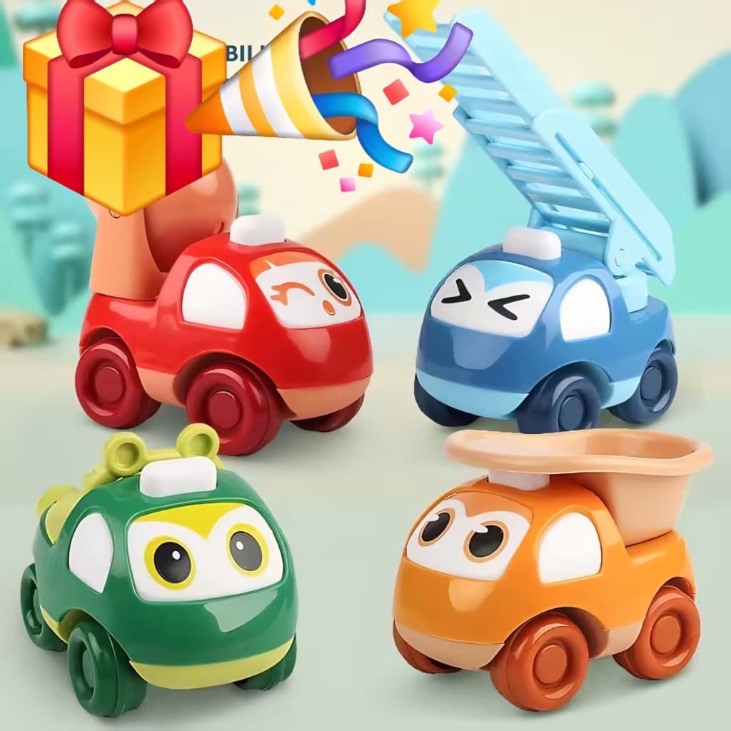 Kit 4 em 1 Carrinhos Baby com Inércia: Veículos de Construção e Resgate Coloridos, Cores Enviadas Aleatoriamente
