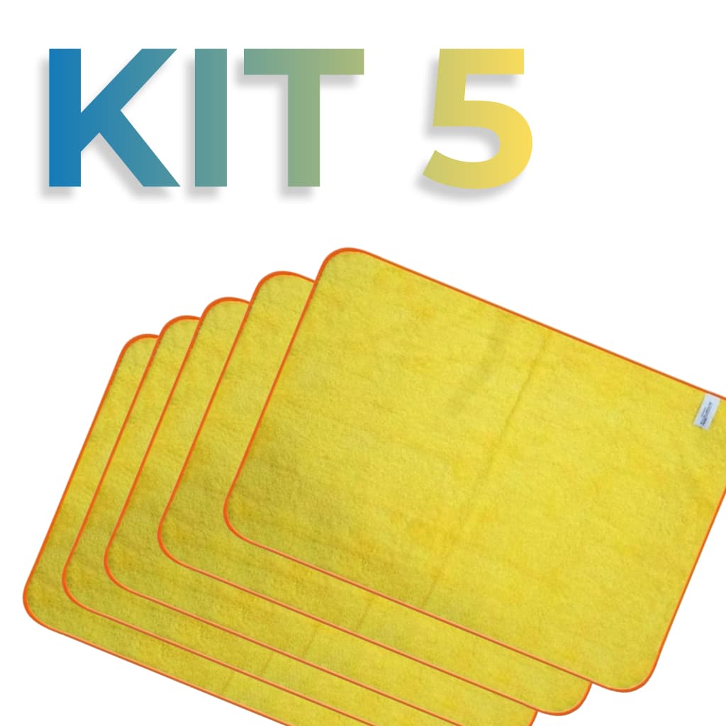 Kit 5 Toalha Microfibra 60x40cm Multiuso Macio Pano Cuidados Automóveis Detalhada  Limpeza Lavagem Carros Motos