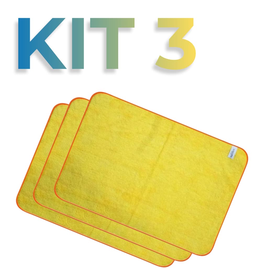 Kit 3 Toalha Microfibra 60x40cm Multiuso Macio Pano Cuidados Limpeza Lavagem Carros Motos Automóveis  Detalhada
