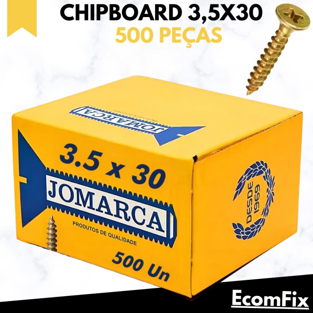 Parafuso Chipboard 3,5 X 30  Chata Phillips para Madeira - Caixa Com 500 Peças - JOMARCA