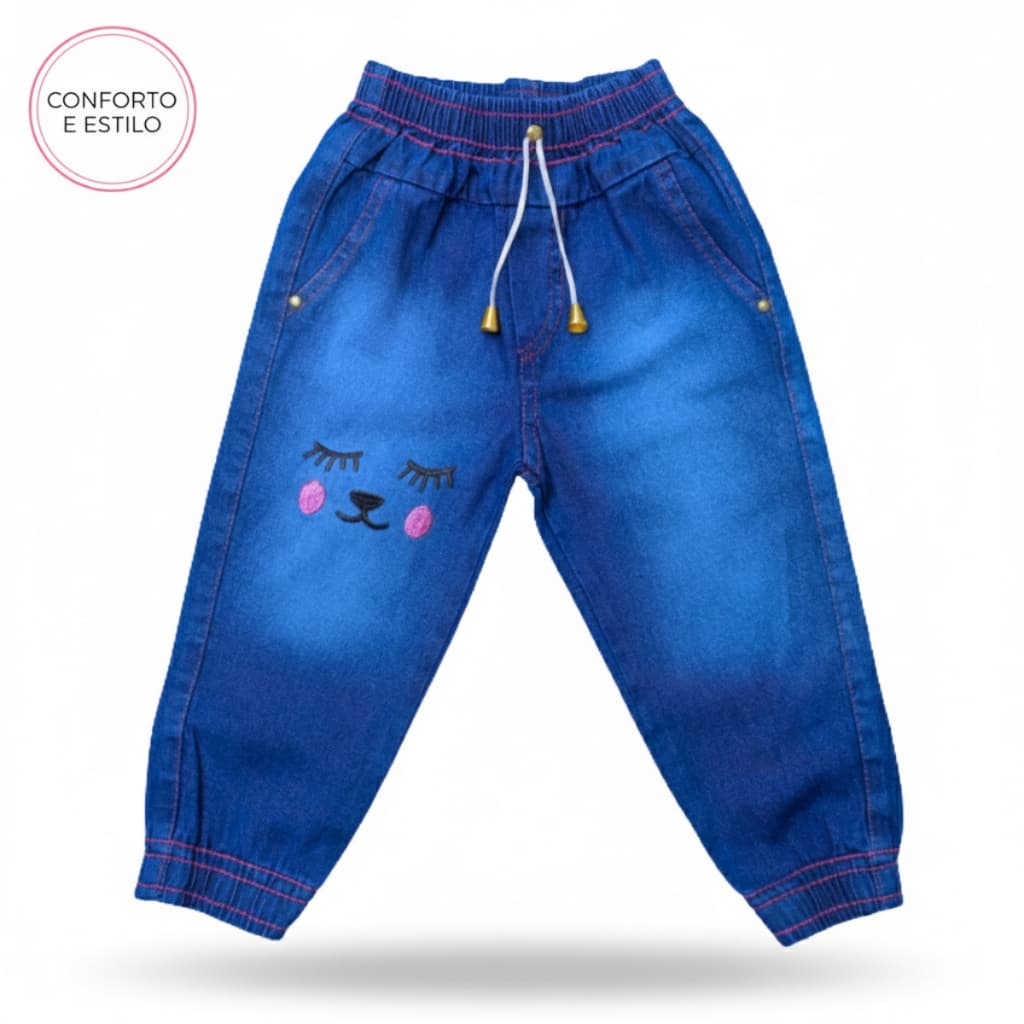 Calça Jogger Feminina Infantil Jeans Moda Blogueira Calça Jeans Bebê Menina