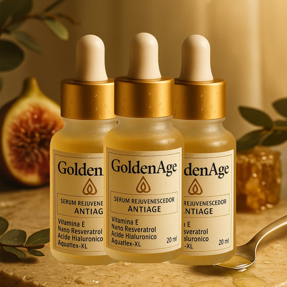 Kit 3 Golden Age: Sérum Facial c/ Efeito Lifting Anti-idade e Clareador de Manchas