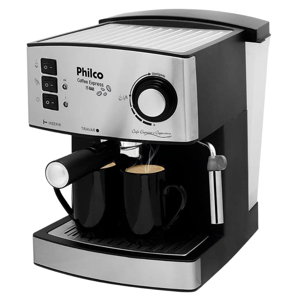 Cafeteira Expresso e Cappuccino Philco Original 15 Bar Filtro Permanente Bico Vaporizador 1,6 L Inox