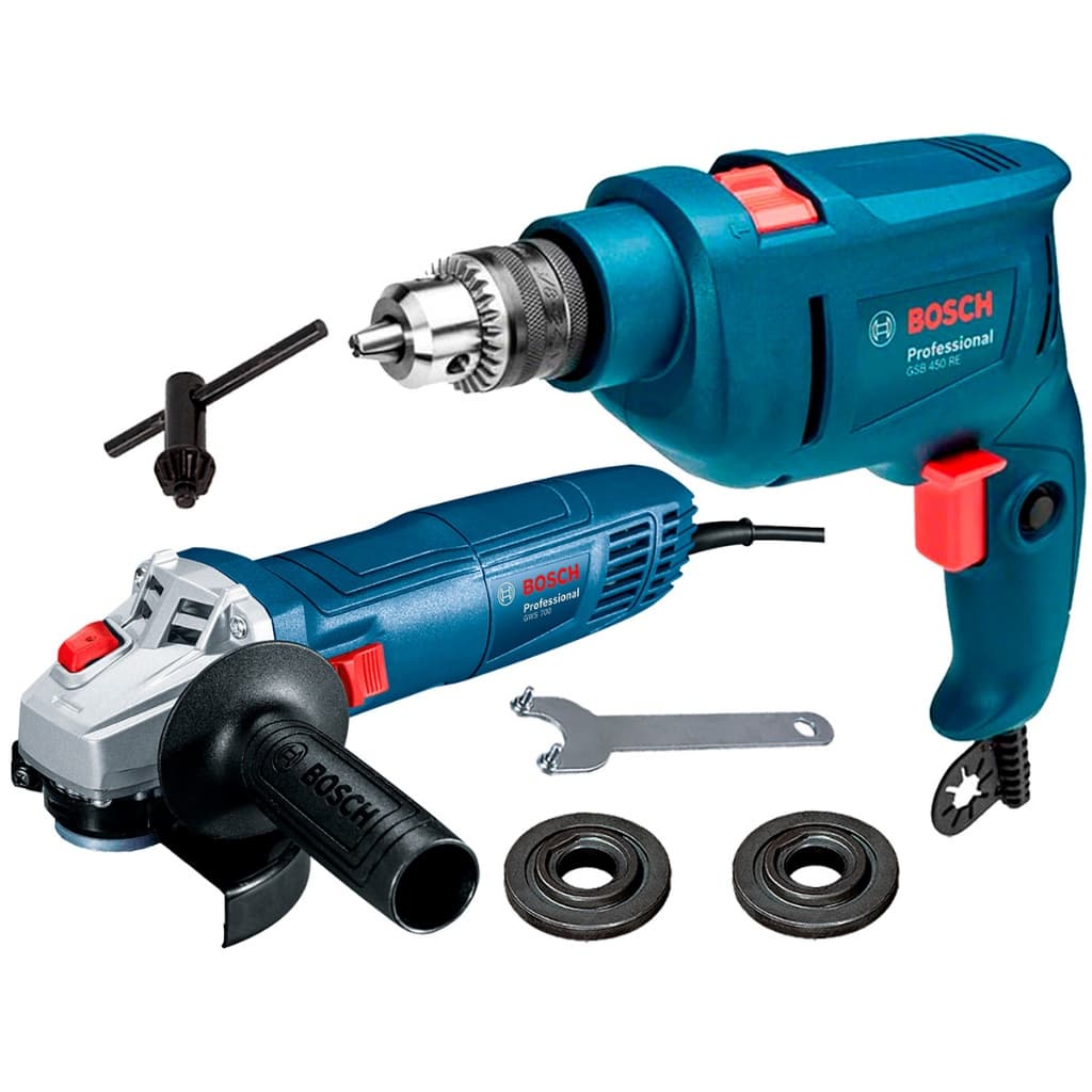 Lixadeira Esmerilhadeira Gws 710w Bosch E Furadeira De Impacto 3/8" Gsb 450wBosch