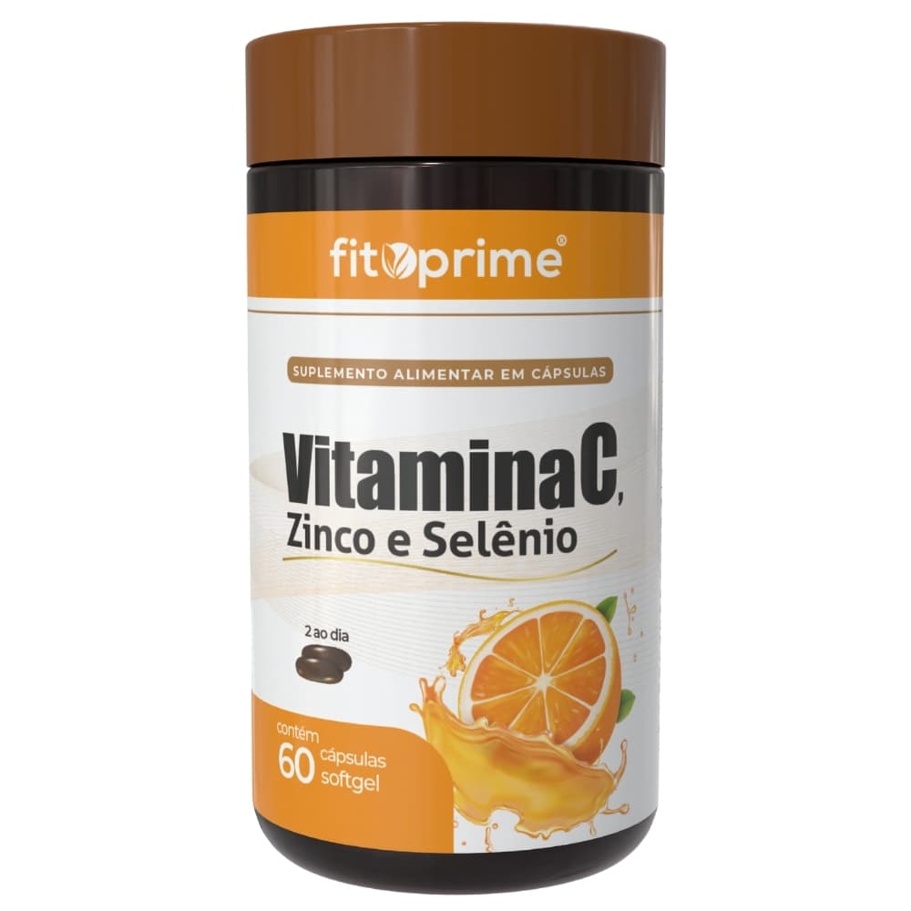 Vitamina C 1000mg com Zinco e Selênio Fitoprime Suplemento Alimentar 60 Cápsulas
