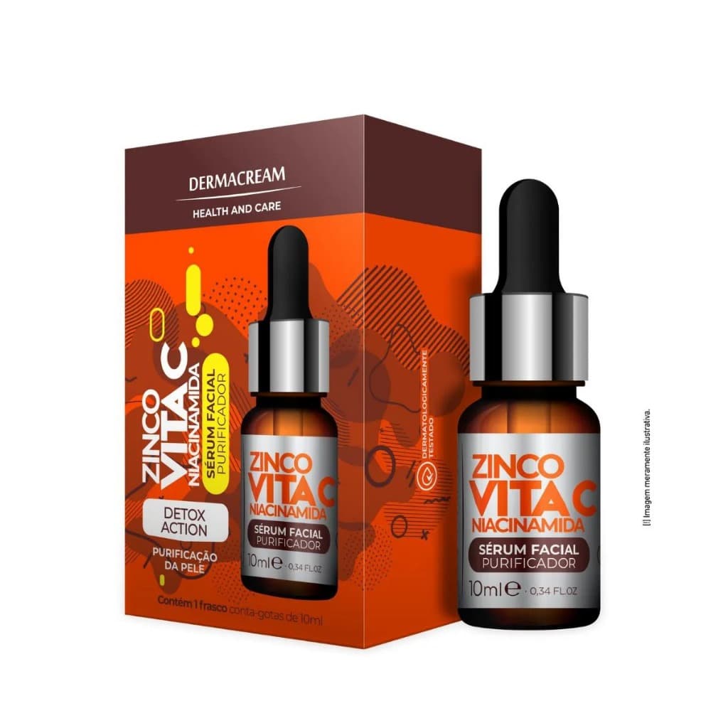 Serúm Facial Hidratante Restaurador Vitamina C Zinco Niacinamida e Ácido Hialurônico 10ML Dermacream