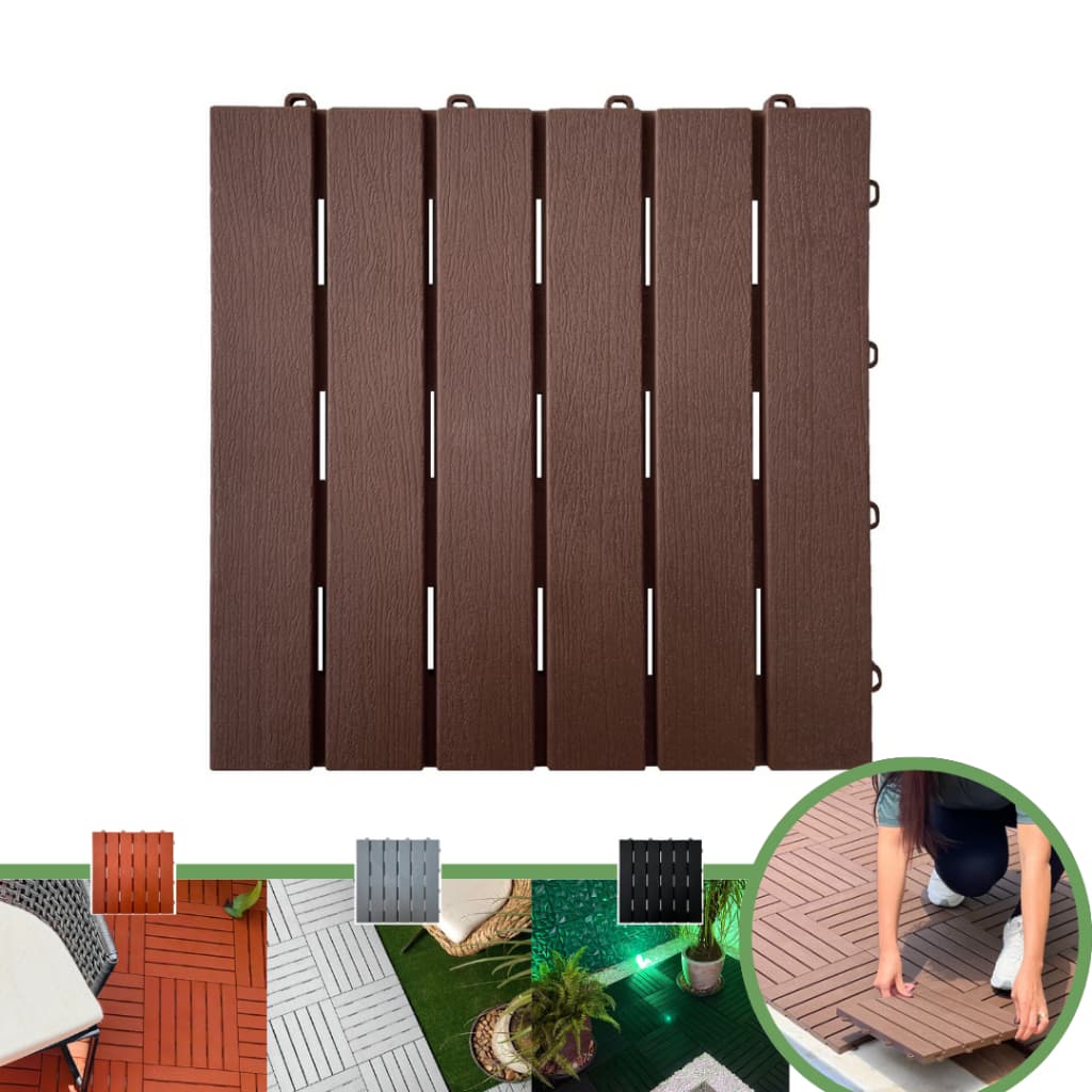 Kit 9 Deck Modular Plástico para Piscina, Box, Varanda e Quintal - Direct Borrachas