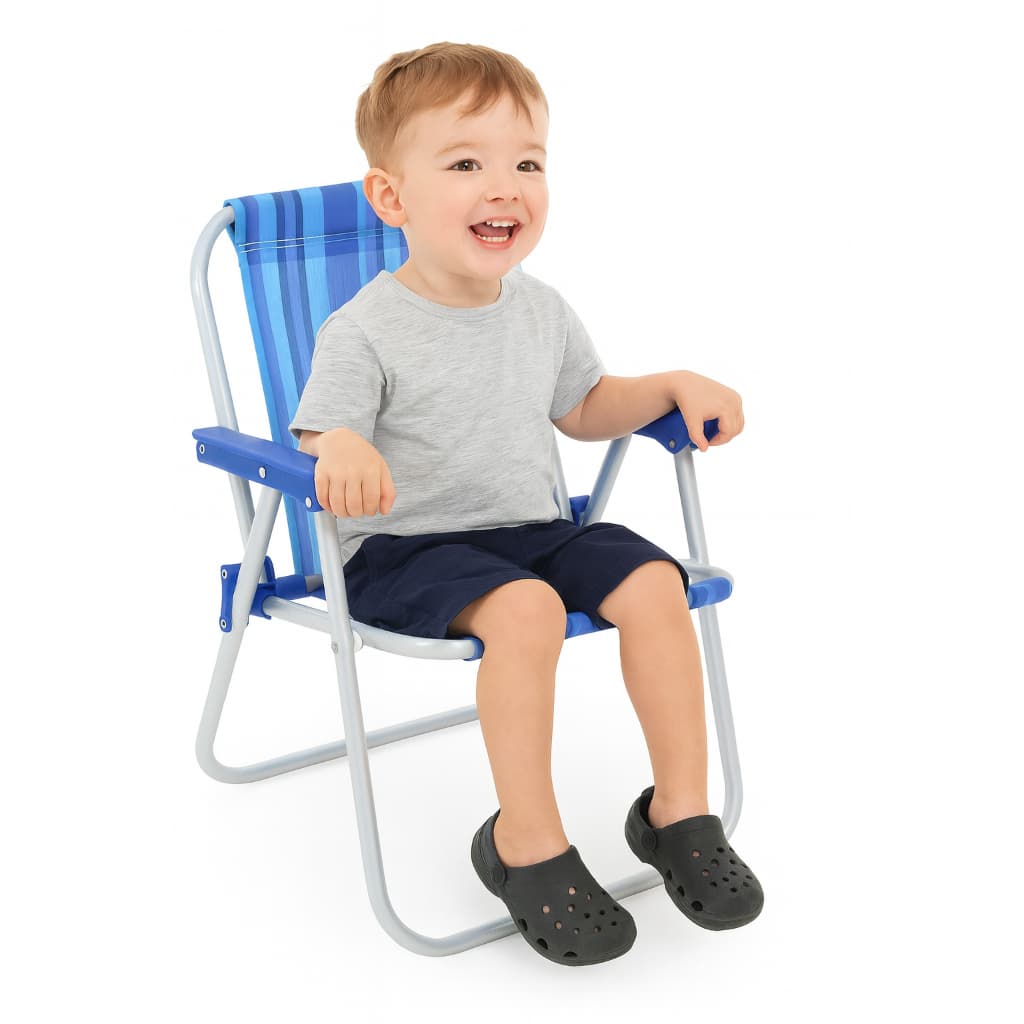 Cadeira De Praia Infantil Alta Alumínio Mor ( Azul )