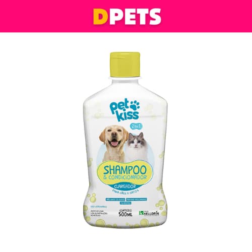 Shampoo e Condicionador 2 em 1 PetKiss 500ml - Clareador Para Cães e Gatos