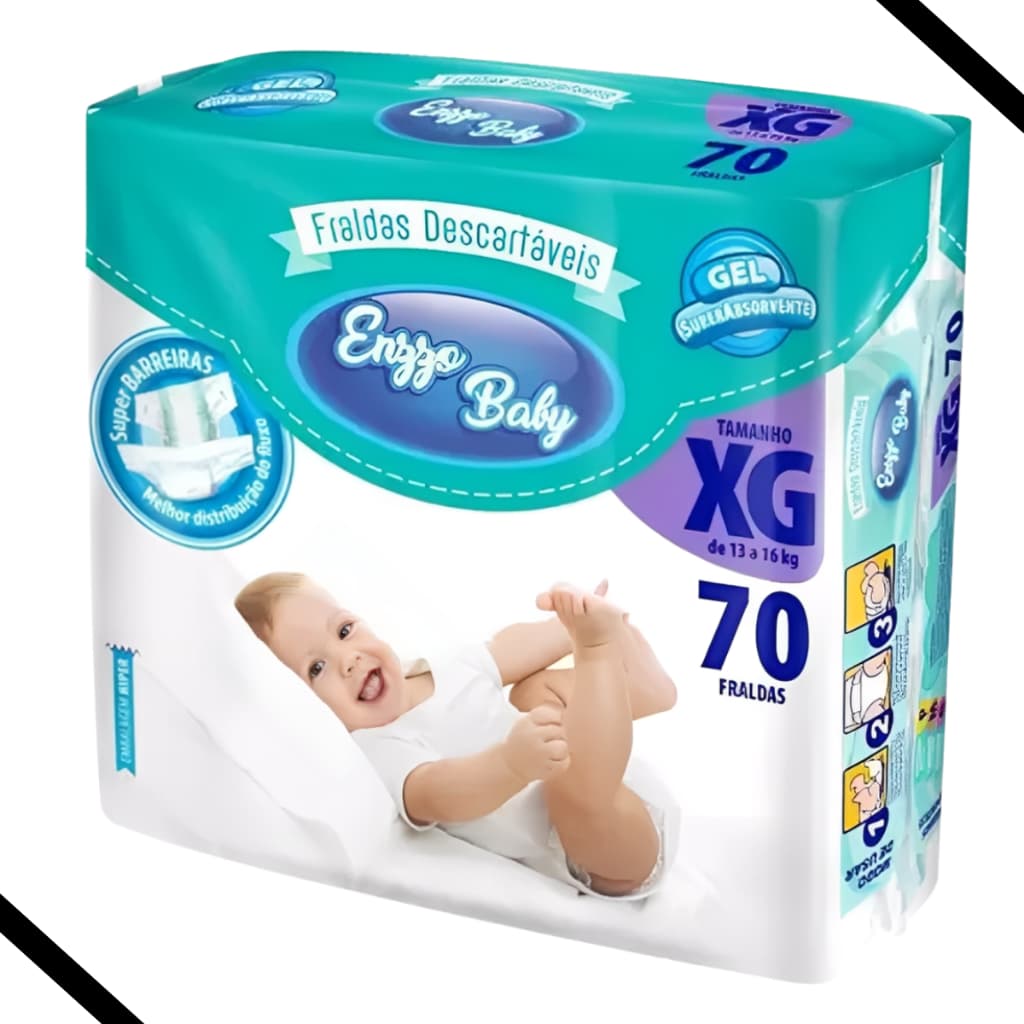 Fralda Descartável Enzzo Baby Tamanho XG - Pacote Econômico 70 Unidades