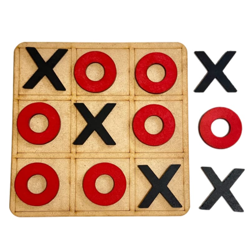 Tabuleiro JOGO DA VELHA 18X18 CM BRINQUEDO EDUCATIVO, para crianças, escola, MDF COLORIDO