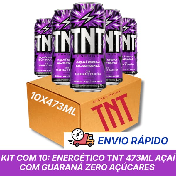 Kit 10 Energético TNT Açaí com Guaraná 473ml Sem Açúcares