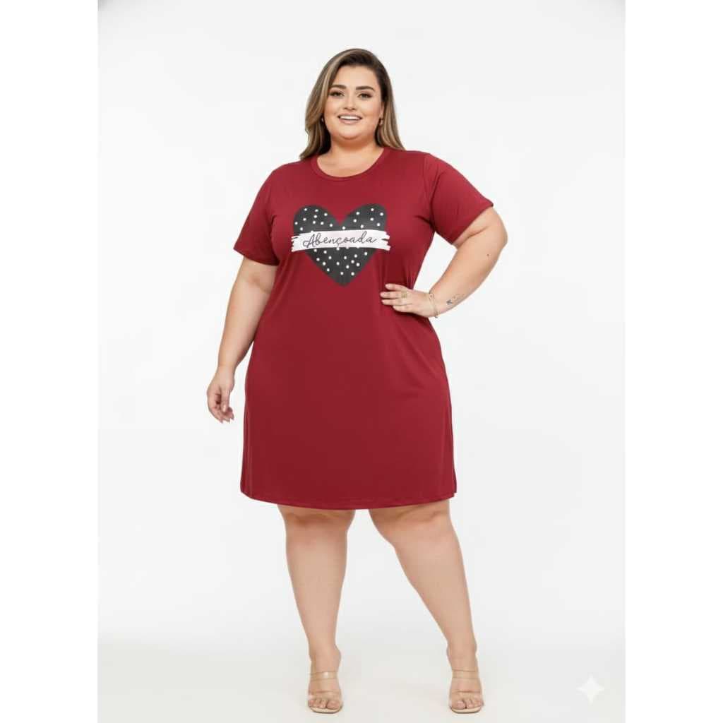 VESTIDO CAMISETÃO PLUS SIZE EM MALHA