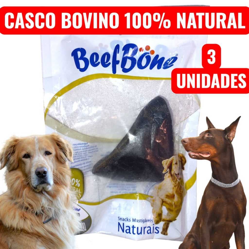 KIT 3 CASCOS BOVINOS NATURAIS MORDEDOR PARA CÃES - BEEF BONE