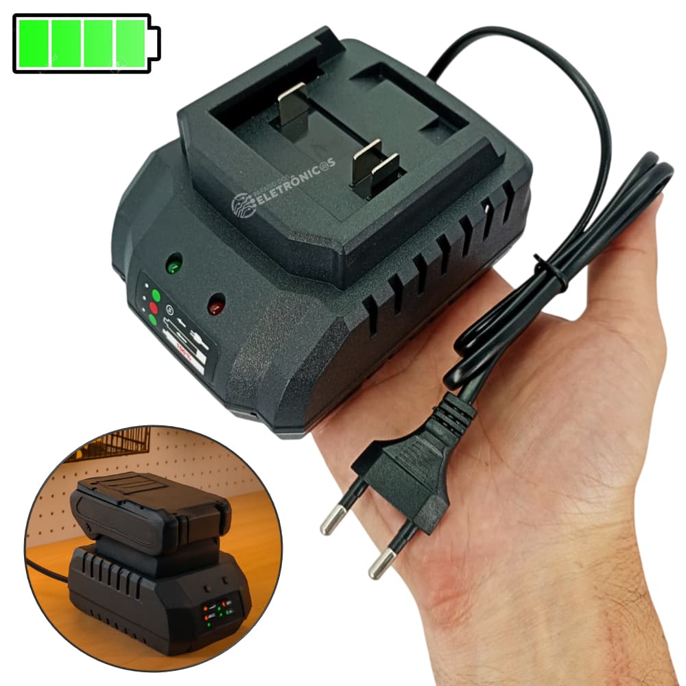Carregador para Baterias de Chave de Impacto e Parafusadeira Padrão Makita  18V 21V 48V e 96V LE0182