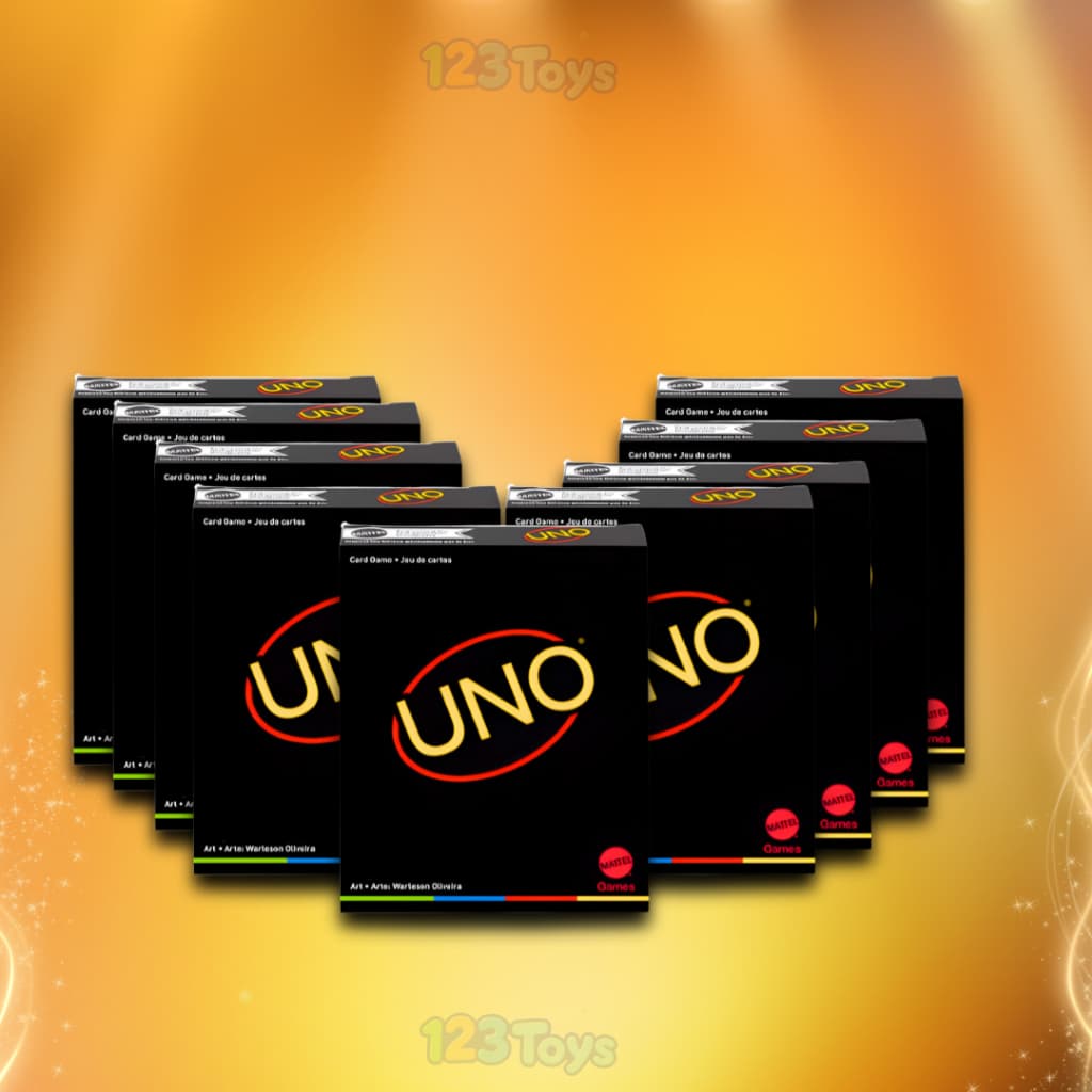 UNO Jogo de Cartas Preto Edição Especial – 112 Cartas Color Neon – Festa, Família e Viagem